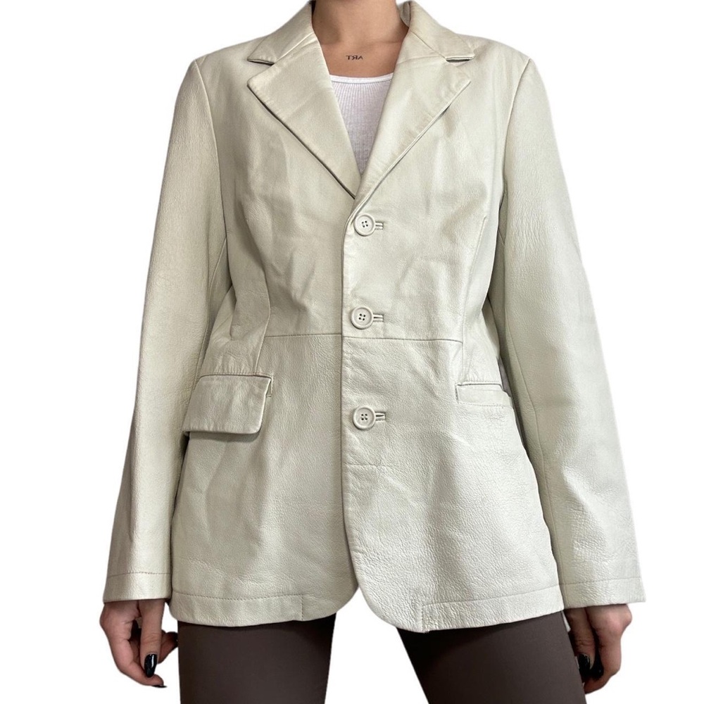Vintage white leather blazer jacket